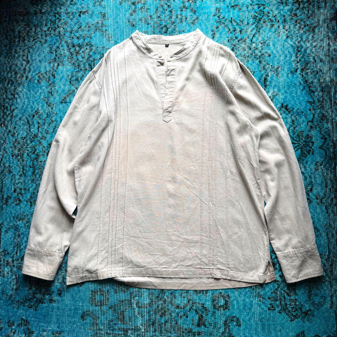 80s 90s EURO linen pullover shirt beige