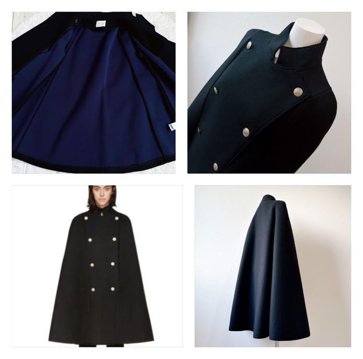 BALMAIN バルマン　カシミヤ　フォックスファー　ポンチョコート　ケープ 極美品 BALMAINカシミヤ100％ フォックスファートリミングケープ