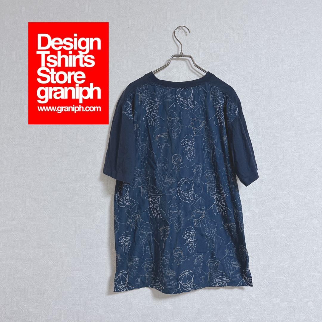 GALLERY DEPT.☆関税込☆ジップ スカルグラフィック 半袖Tシャツ graniph(グラニフ) Tシャツ 背面総刺繍 メガネ おじさん 管:703