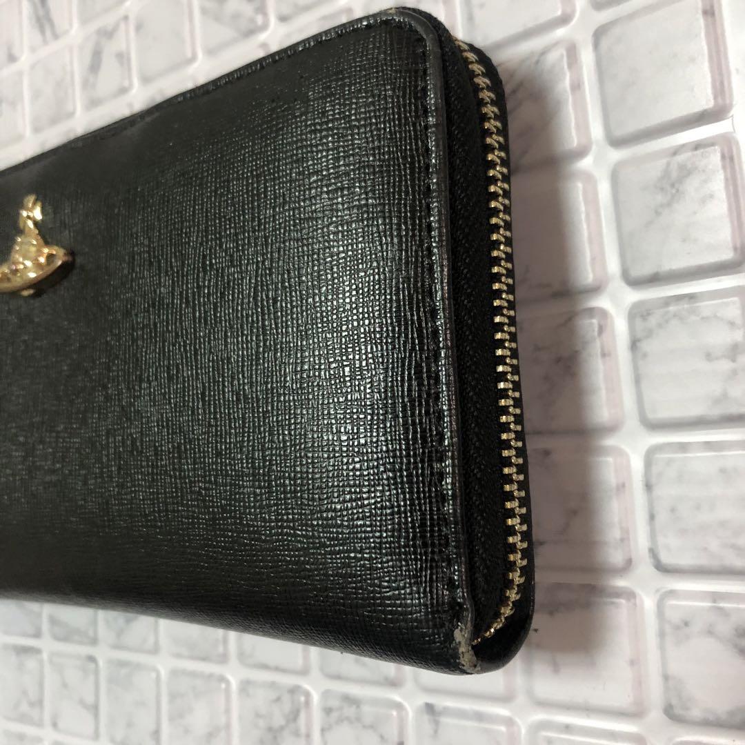 美品】Vivienne Westwood ブラック　ラウンドファスナー長財布 vivienne westwood ラウンドファスナー 長財布 ブラック - メルカリ