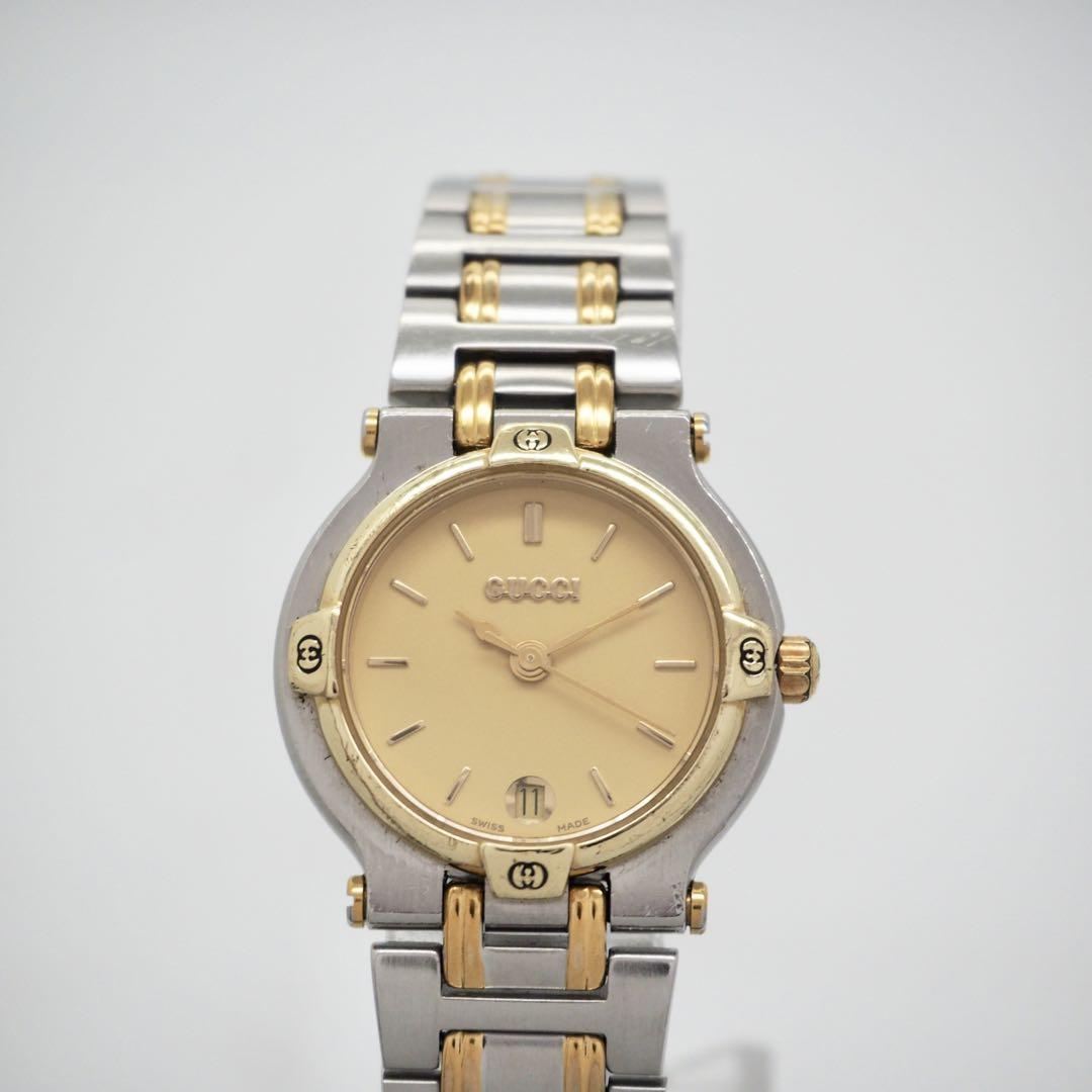 604 GUCCI 時計 コンビ レディース 9000L ゴールド デイト