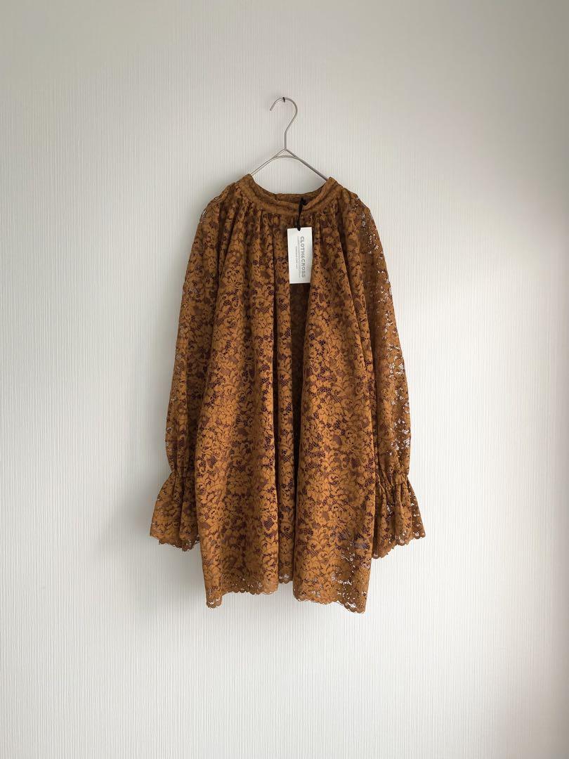 未使用品　ハグオーワー　クロス＆クロス　レースモックネックチュニックブラウス 新品 ハグオーワー クロス＆クロス レースモックネック
