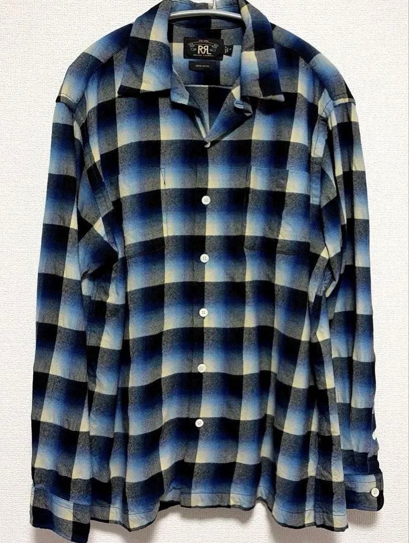 RRL オンブレ ウール オープン シャツ ヴィンテージM DOUBLE RL