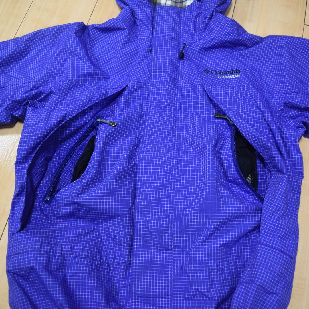 y2k COLUMBIA ナイロンシェルジャケット グラフチェック テック系