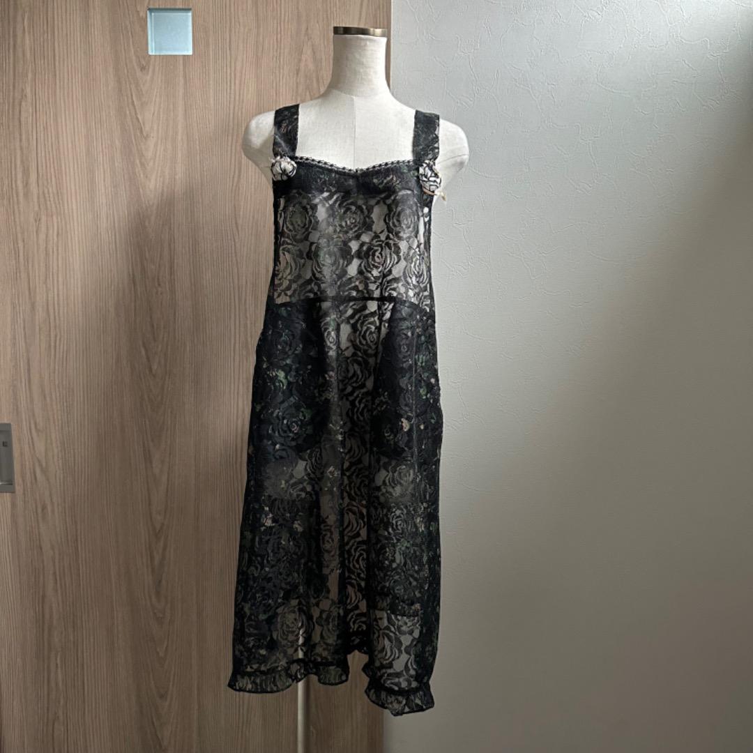 バラ総レースエプロンレトロヴィンテージ雑貨古着