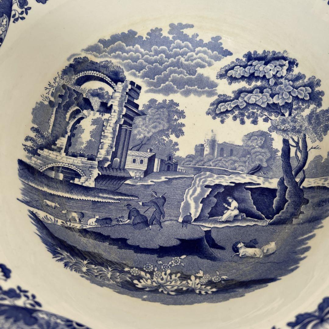 売れ筋がひ贈り物！ レア！！spode スポード 大きなボウル ブルーホワイト 食器