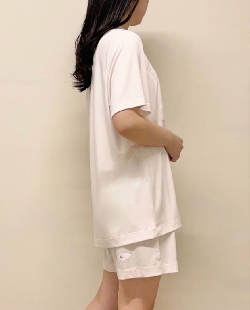 シモンズグランドセール 接触冷感 あざらしワンポイントTシャツ&ショートパンツセット ルームウェア・パジャマ