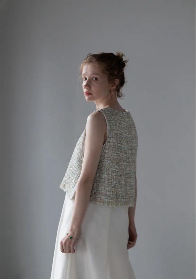 pois Tweed vest 【blue】【完売品】 - メルカリ