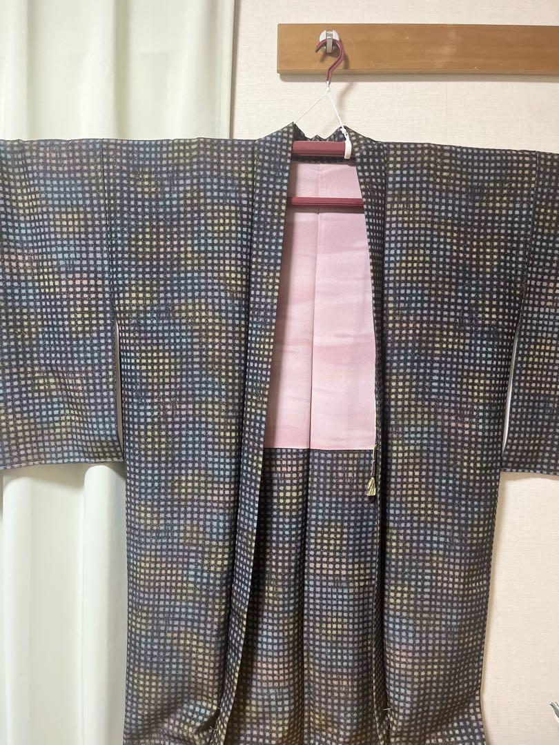 新品 紐付き 着物 正絹 ロング丈 仕付け糸付“多彩な幻想”長羽織