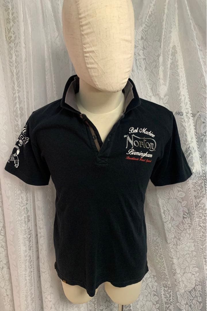 Norton ノートン　半袖　ポロシャツ　バイカー　刺繍デカロゴ　ストレッチ　M Norton 刺繍 半袖 ポロシャツ Norton ノートン 半袖 ポロシャツ