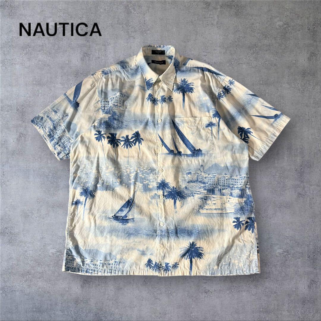 【1175】00年代NAUTICAアロハシャツ総柄雰囲気系ビンテージ古着Y2K