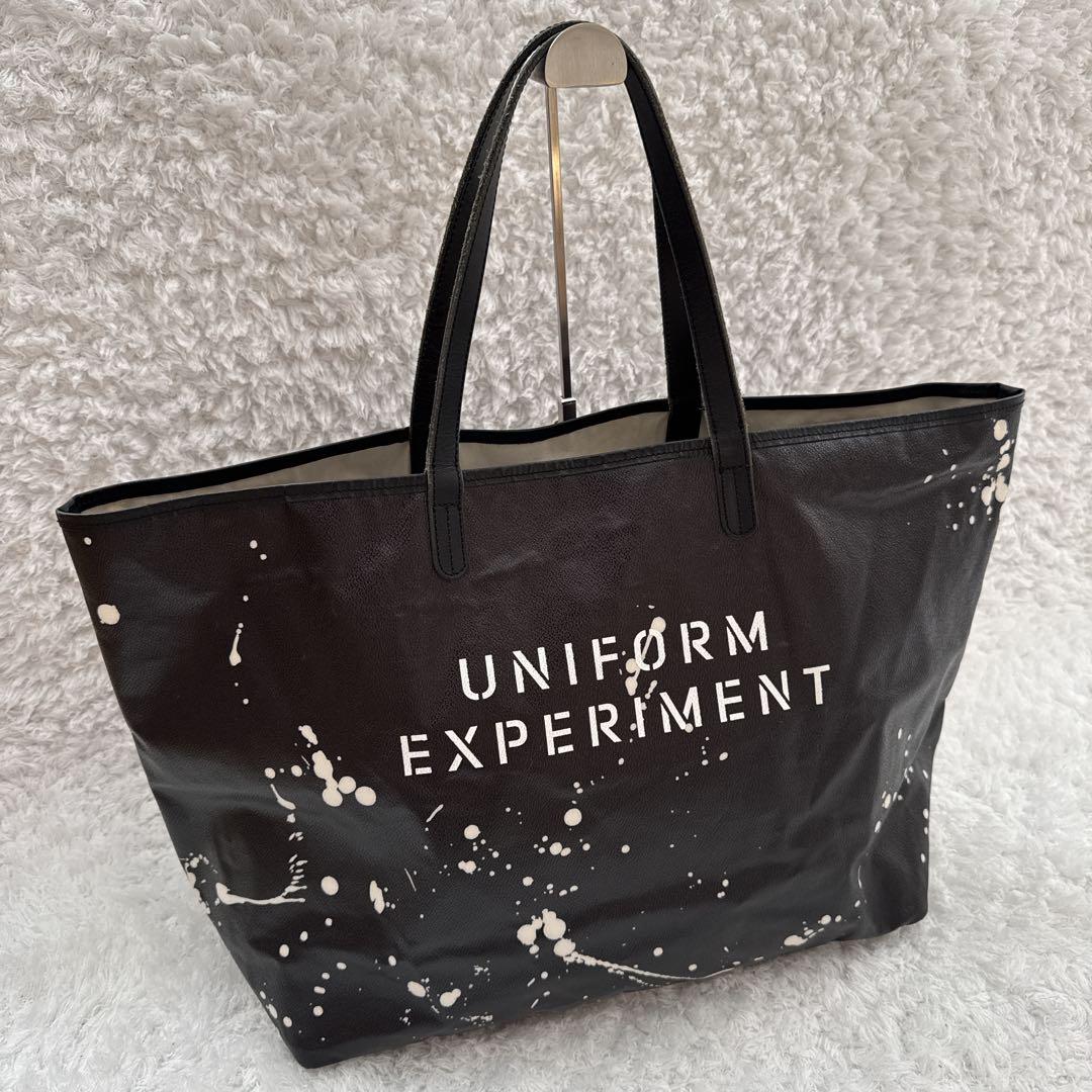 大容量 UNIFORM EXPERIMENT トートバッグ ドリップ柄