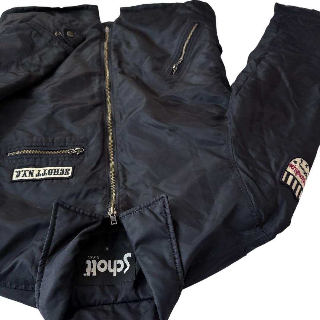 Schott ショット ジャケット Mサイズ ブラック ナイロン ワッペン Schott ショット ジャケット Mサイズ ブラック ナイロン