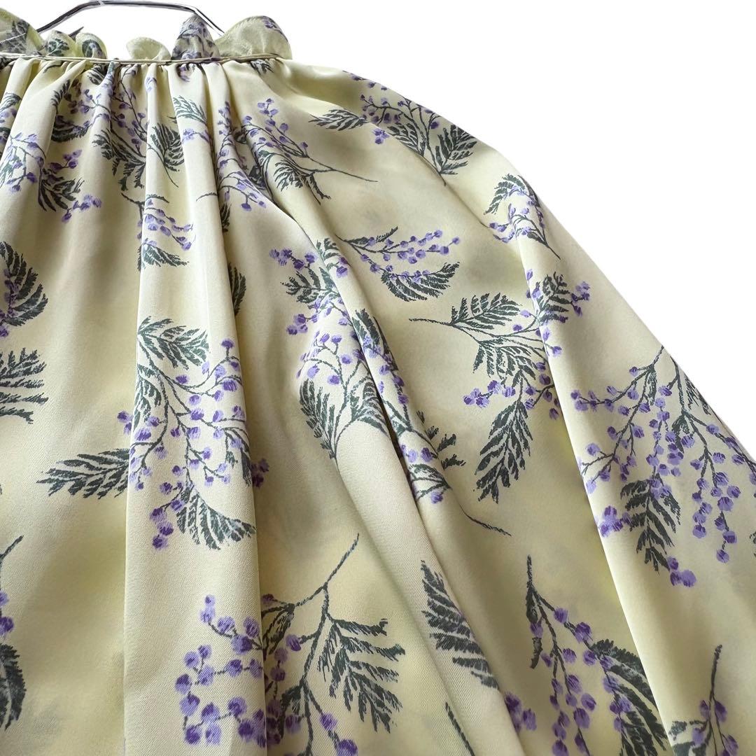 人気完売品☆24FW☆シップス☆小花柄ブラウス シャツ イエロー リボン フル襟