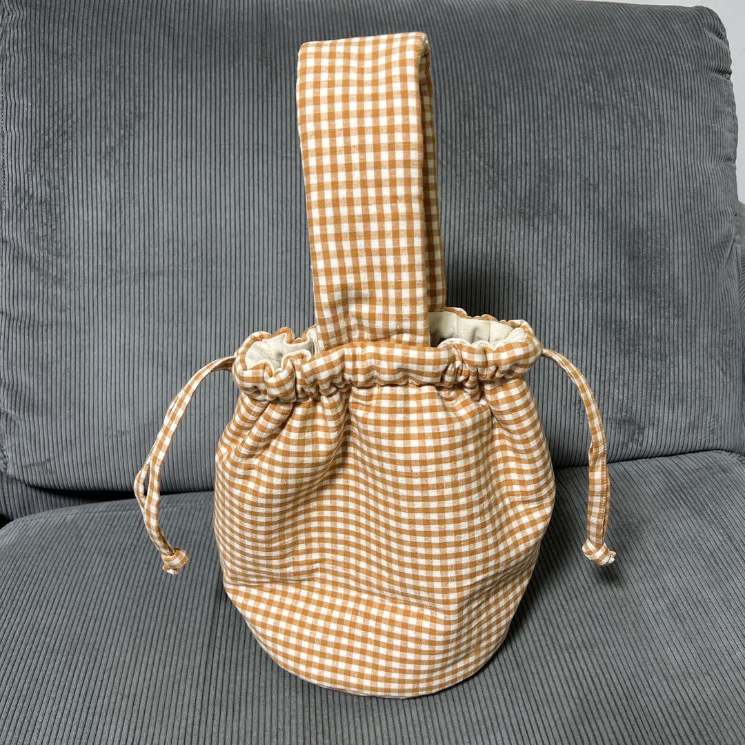kina one handle bag ギンガムチェック　オレンジ