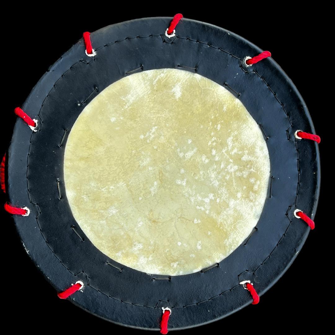 新品】【蔵出し】締め太鼓 牛 革 和太鼓 バチ付き 台付き 入門用