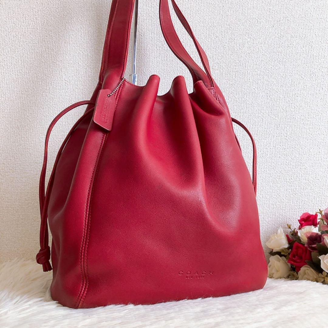 COACH✨️コーチ 巾着 ショルダーバッグ レッド 4180