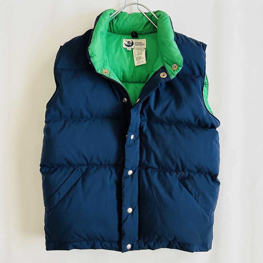 Crescent Down Works クレセントダウンワークス USA製 ダウン ベスト ネイビー系 M【中古】