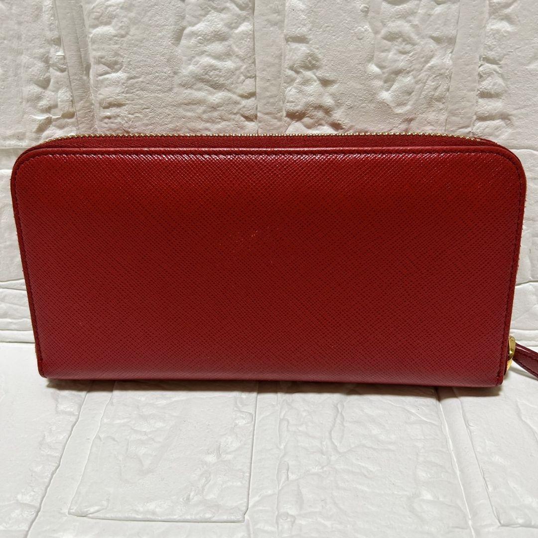 PRADA プラダ サフィアーノレザー ラウンドファスナー 赤 長財布