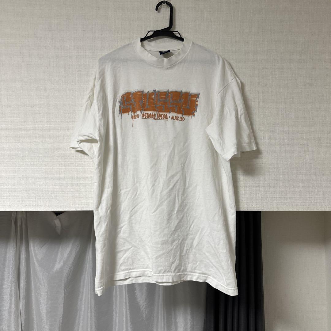 ［希少］old stussy 90s Tシャツ　紺タグ　ホワイト　白　USA製