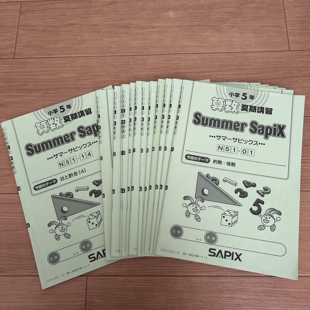 SAPIX5年生夏期講習算数問題冊子欠番なし2023年度版 サピックス
