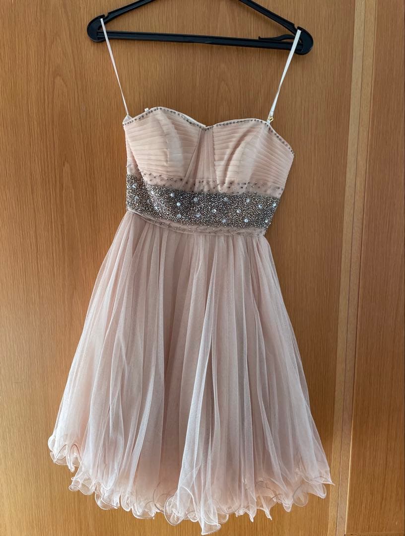 Languageビーズ装飾付きピンクスイングドレススーツ・フォーマル・ドレス