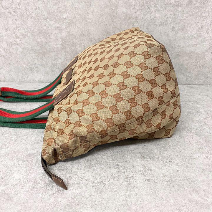 GUCCI レザー トートバッグ ブラウン wvnAh-m97542477119 グッチ シェリーライン ナイロン HOT特価