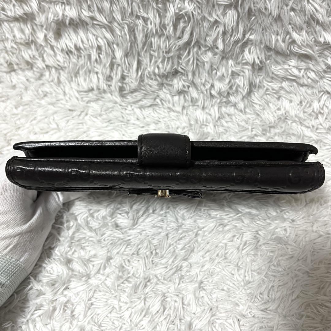 ✨大人気✨GUCCI リボン 型押し GG柄 長財布 ダークブラウン