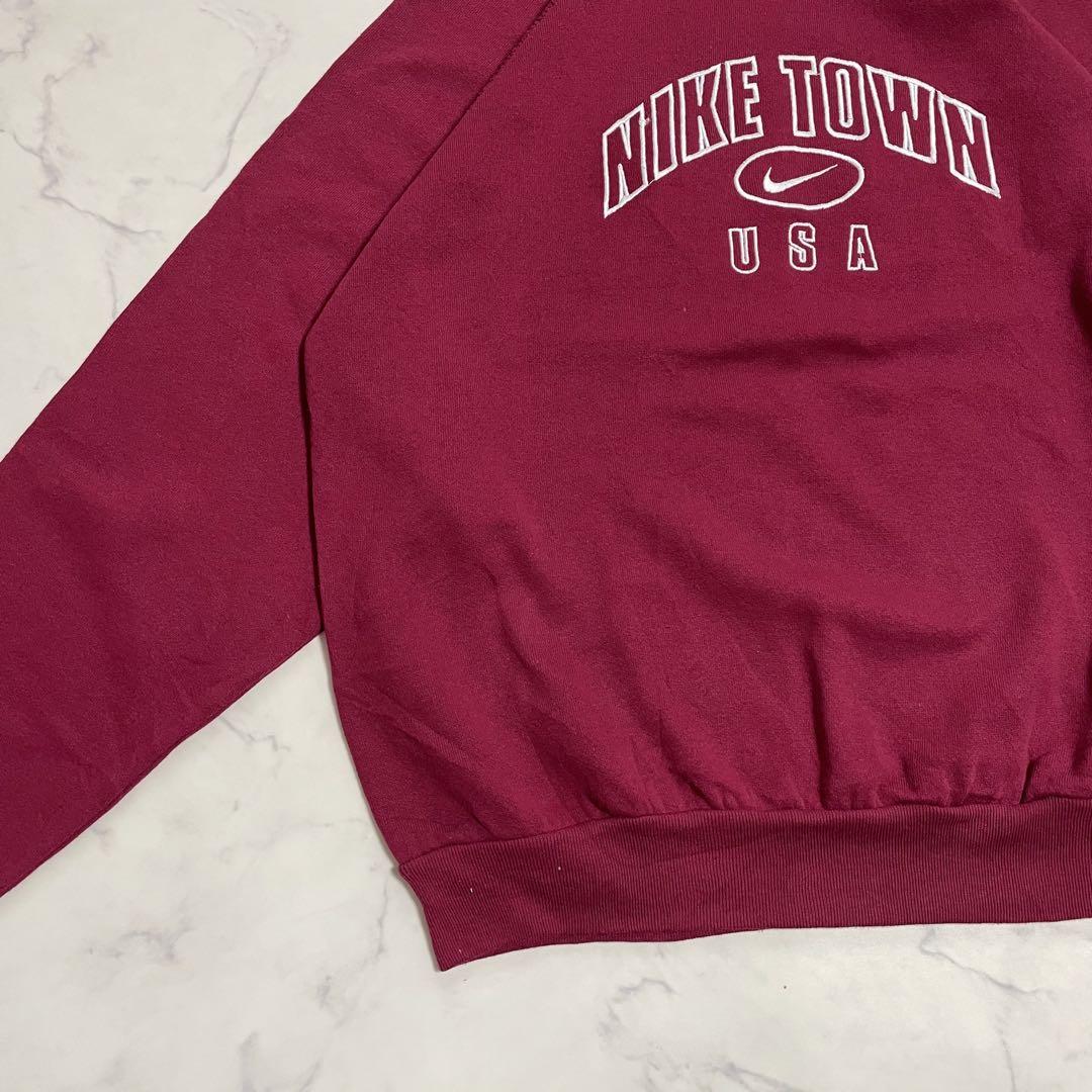 NIKE 90s スウェット トレーナー 刺繍ロゴ 銀タグ town レッド