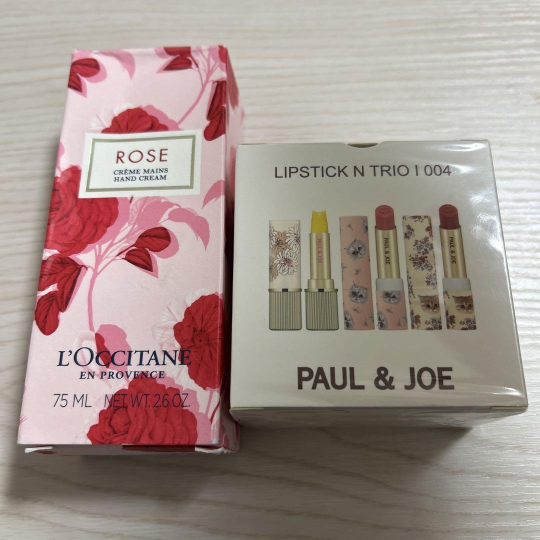 ポール&ジョー　リップスティックトリオ　ロクシタンハンドクリームローズ