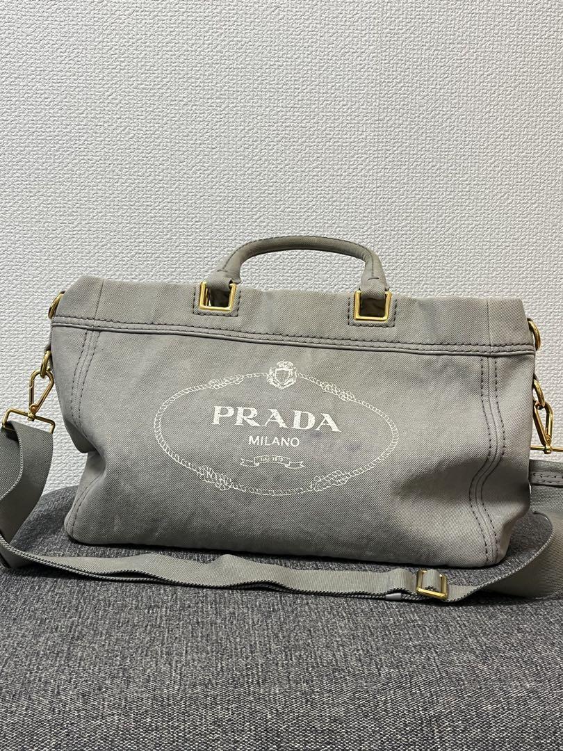 PRADA グレー トートバッグ　2way ショルダー カナパ　NUBE