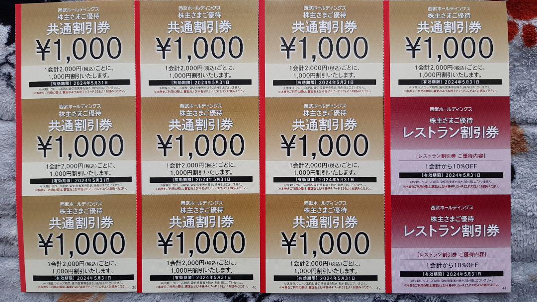 西武ホールディングス 共通割引券10,000円分 レストラン割引券2枚 株主優待