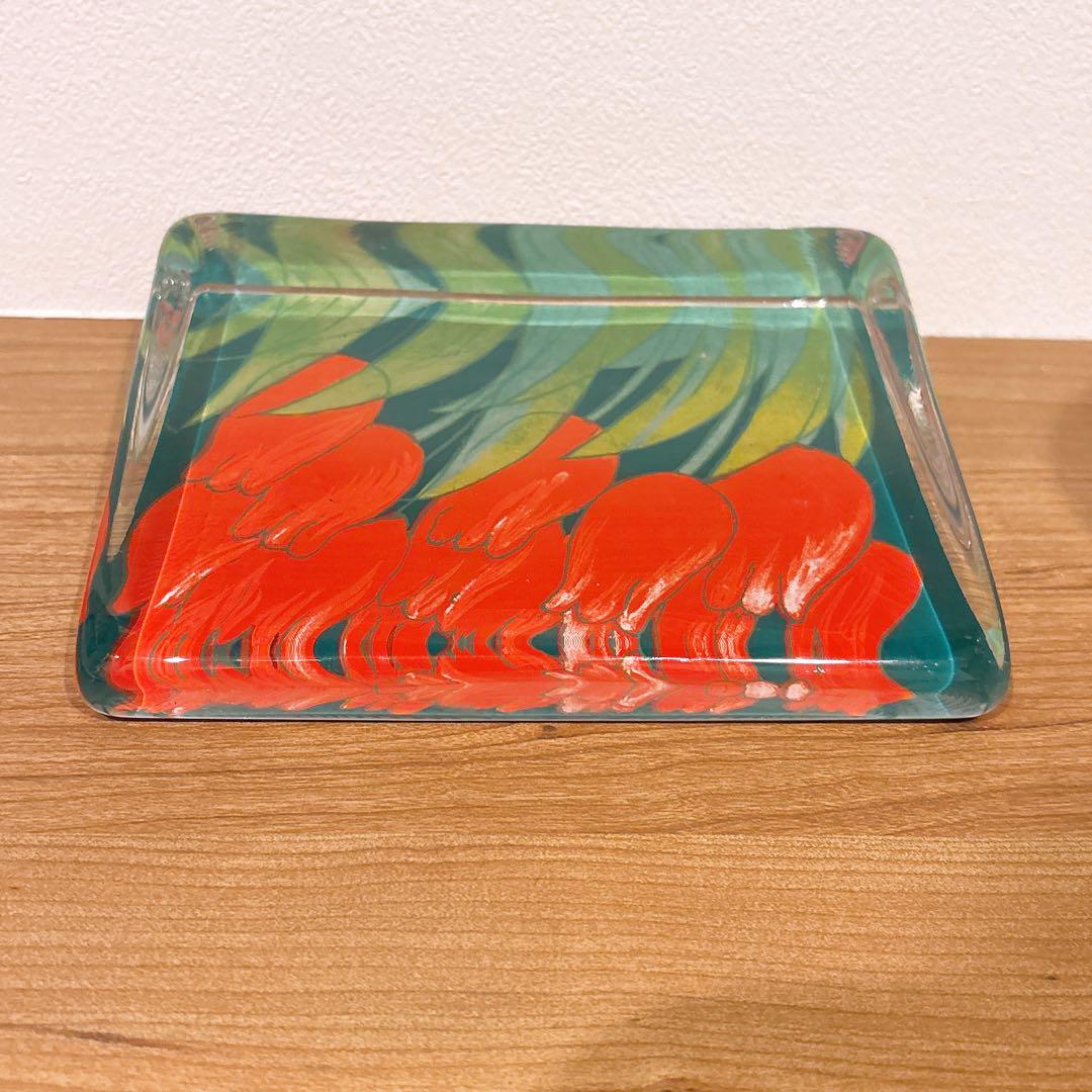 イッタラ　ガラスカード　ペーパーウェイト　工芸品 　チューリップ