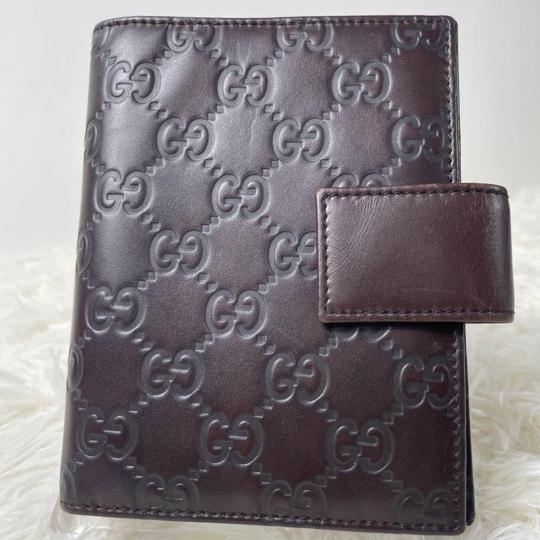GUCCI グッチ シマ GG柄 レザー 6穴式 手帳カバー