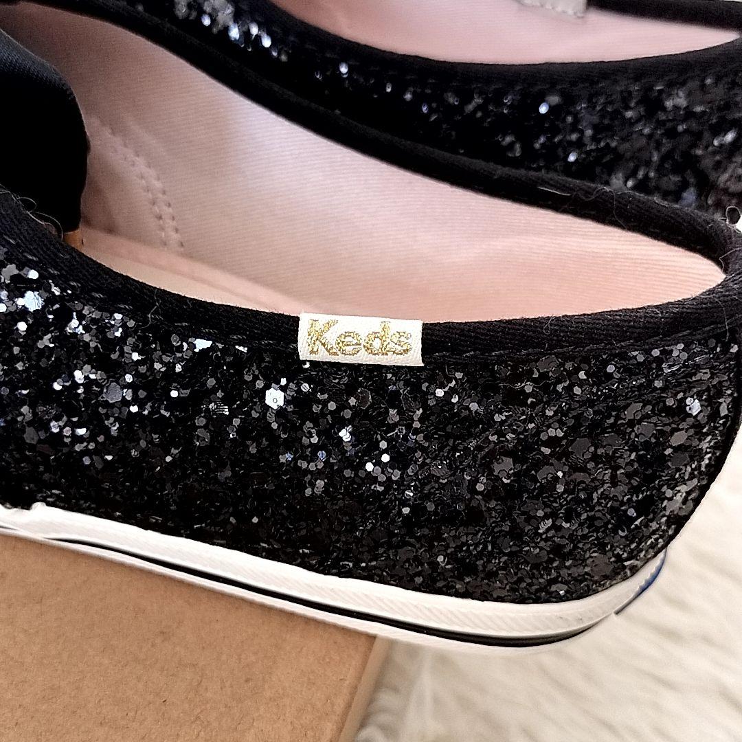 【極美品】ケイトスペード スニーカー 24cm ブラック グリッター keds
