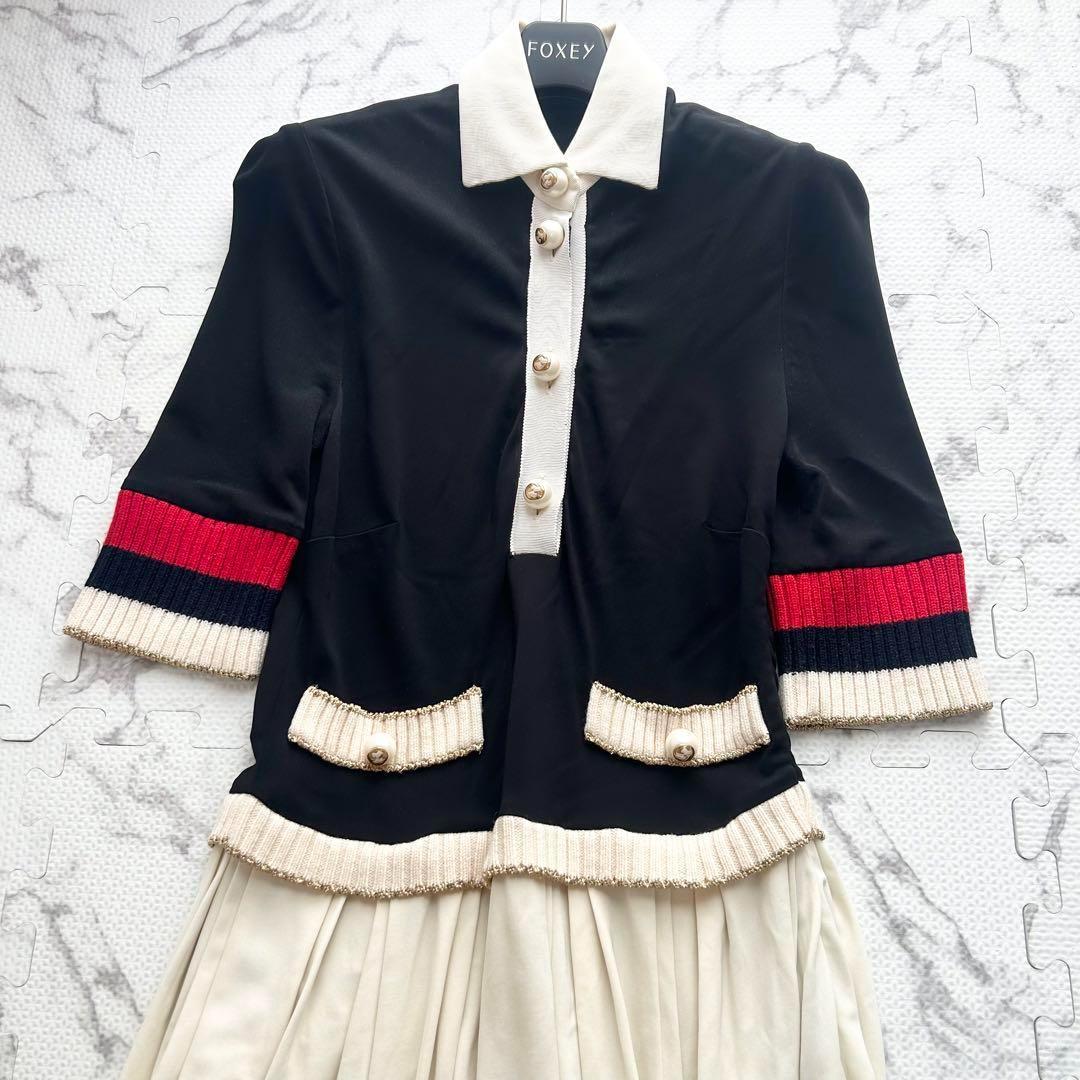 希少✨ グッチ ドッキング リボン 2way ワンピース パール ニット XS