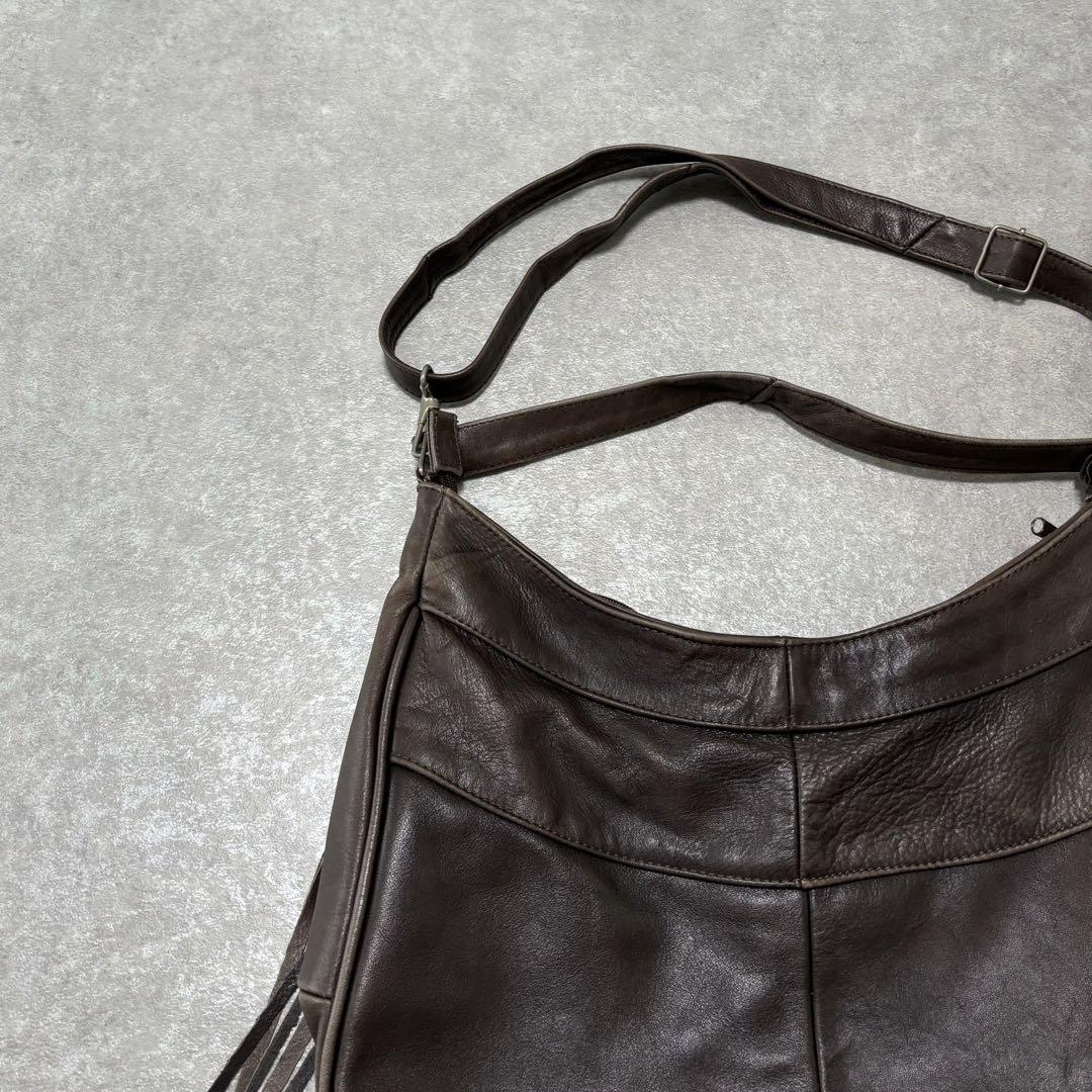 バッグ lether grunge fade fringe shoulder bag