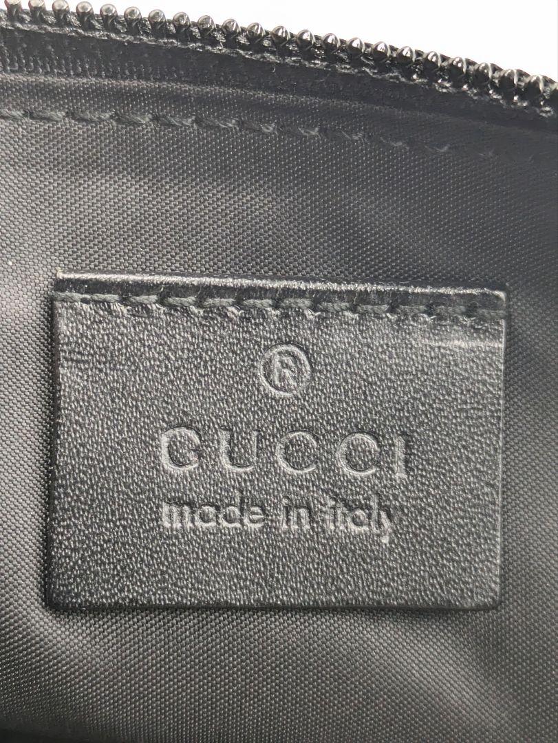 GUCCI グッチ アクセサリーポーチ ナイロン×レザー ブラック