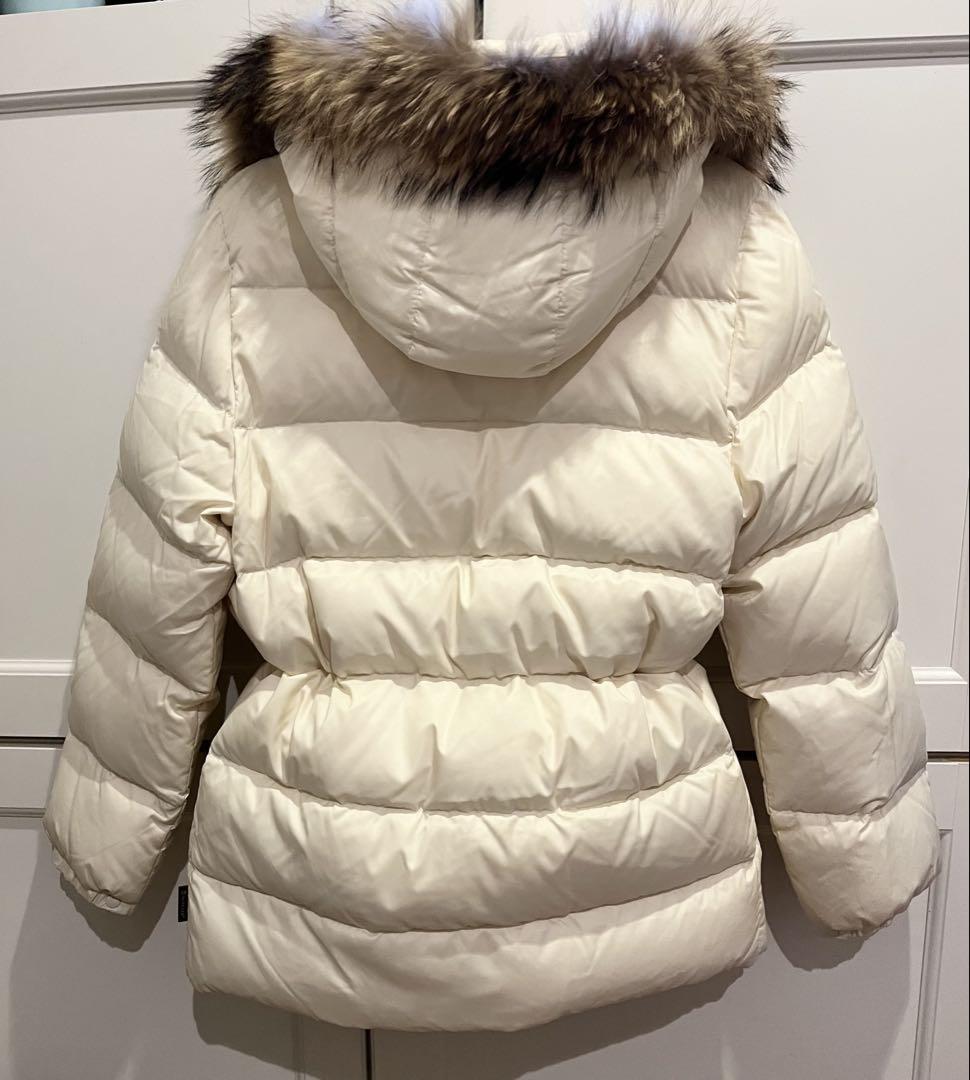 MONCLERファーダウンジャケット オフホワイト ベージュ サイズ0