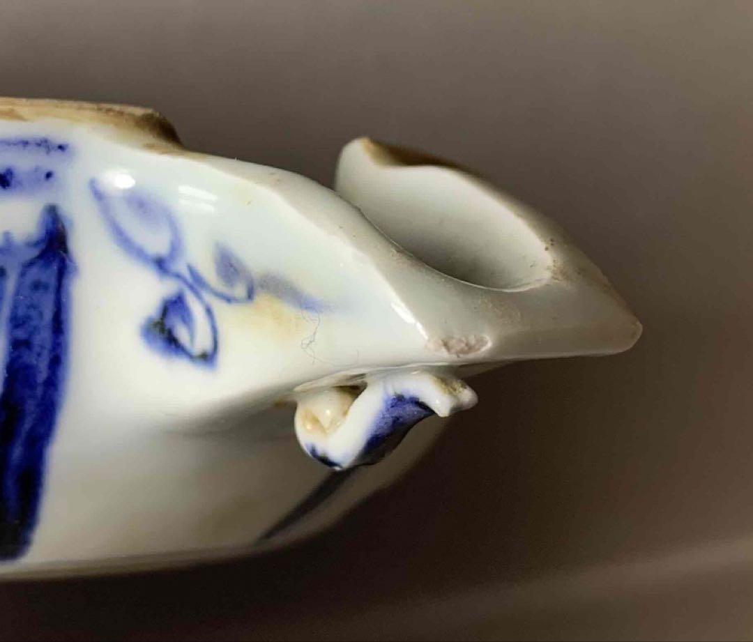 中国 染付魚の絵片口　f2250209