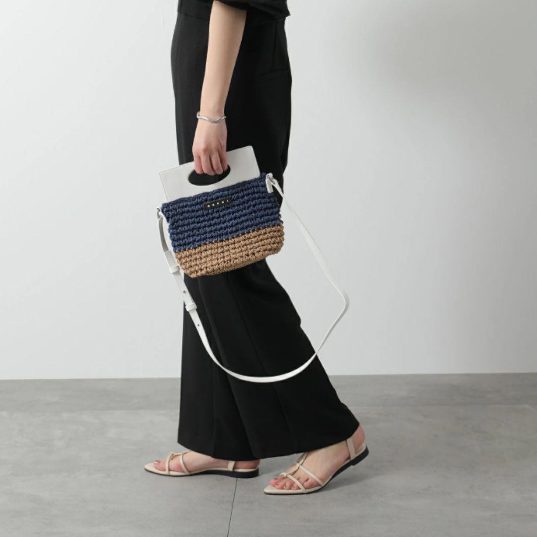 クリアランスセール!! MARNI かごショルダー ラフィア ショルダーバッグ