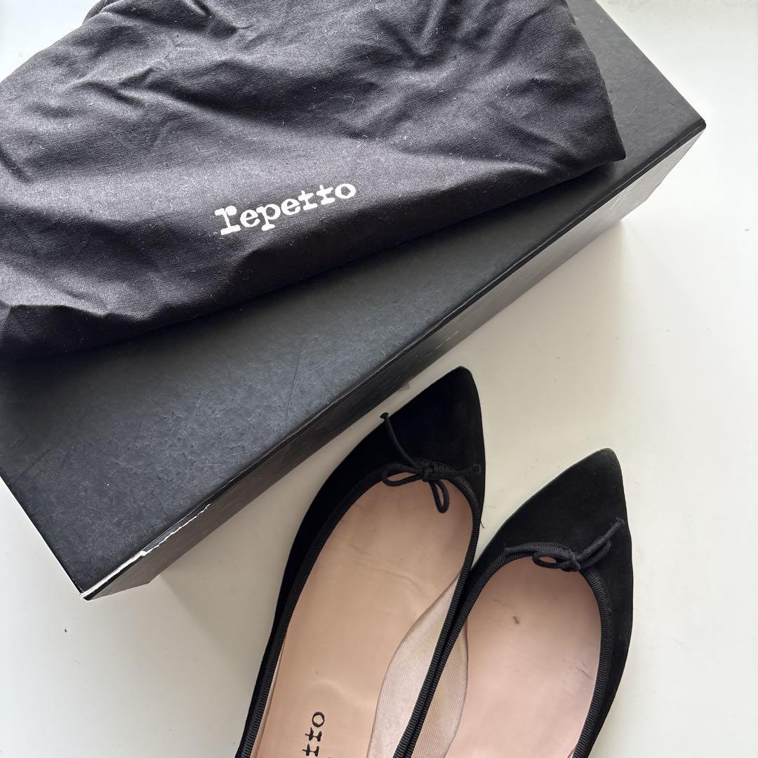 Repetto ブリジットブラック ポインテッドトゥ バレエシューズ 39.5