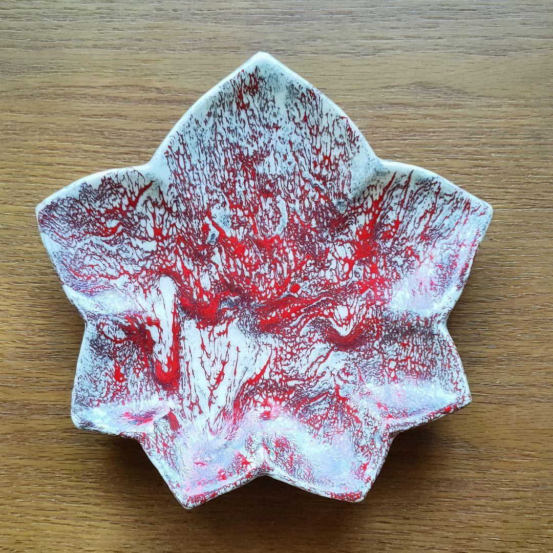 箕面焼セット(大皿+小皿5枚付)　希少価値有　松田箕山作　三足皿