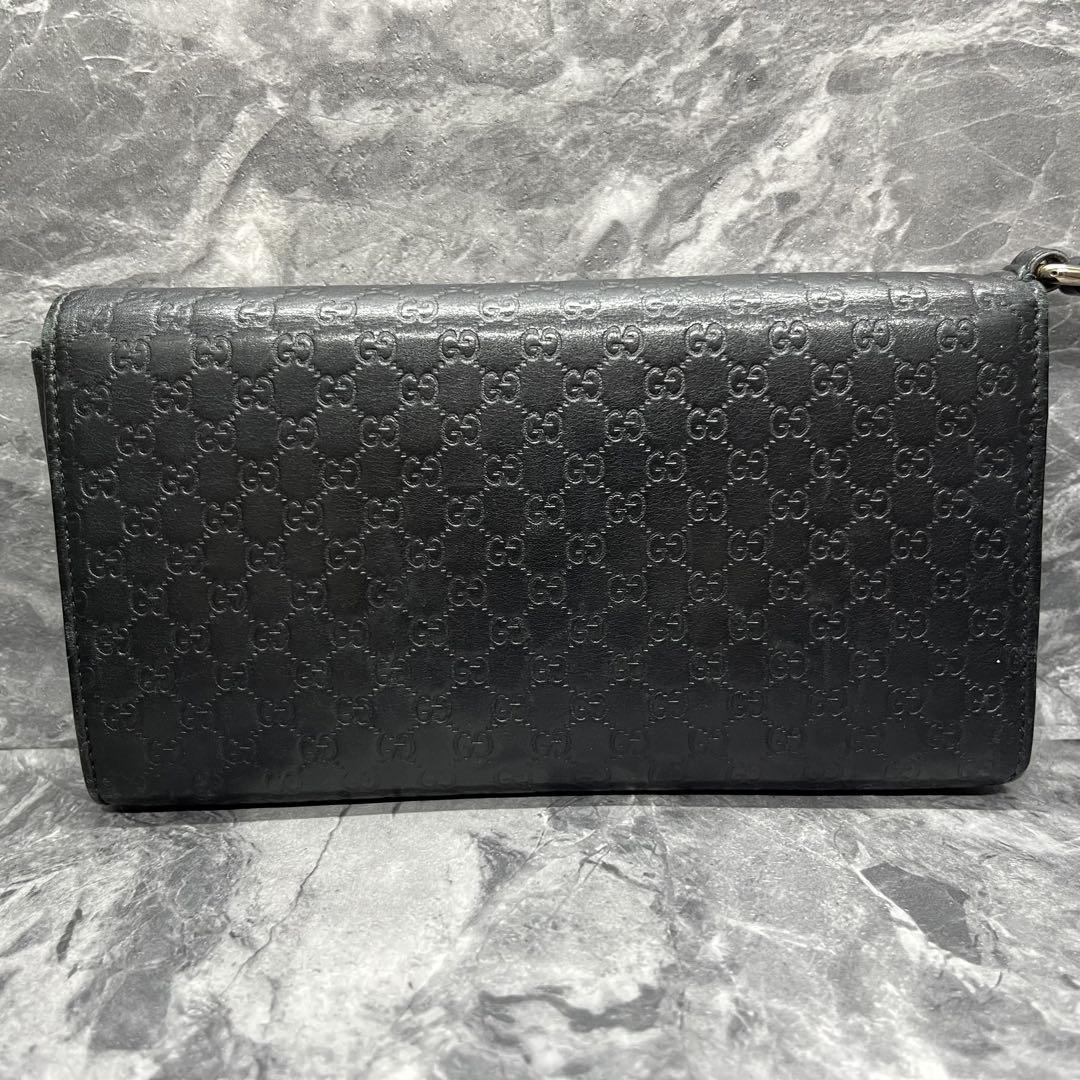 美品／希少✨グッチ　長財布　マイクロシマ　マルチケース　クラッチ　レザー　黒