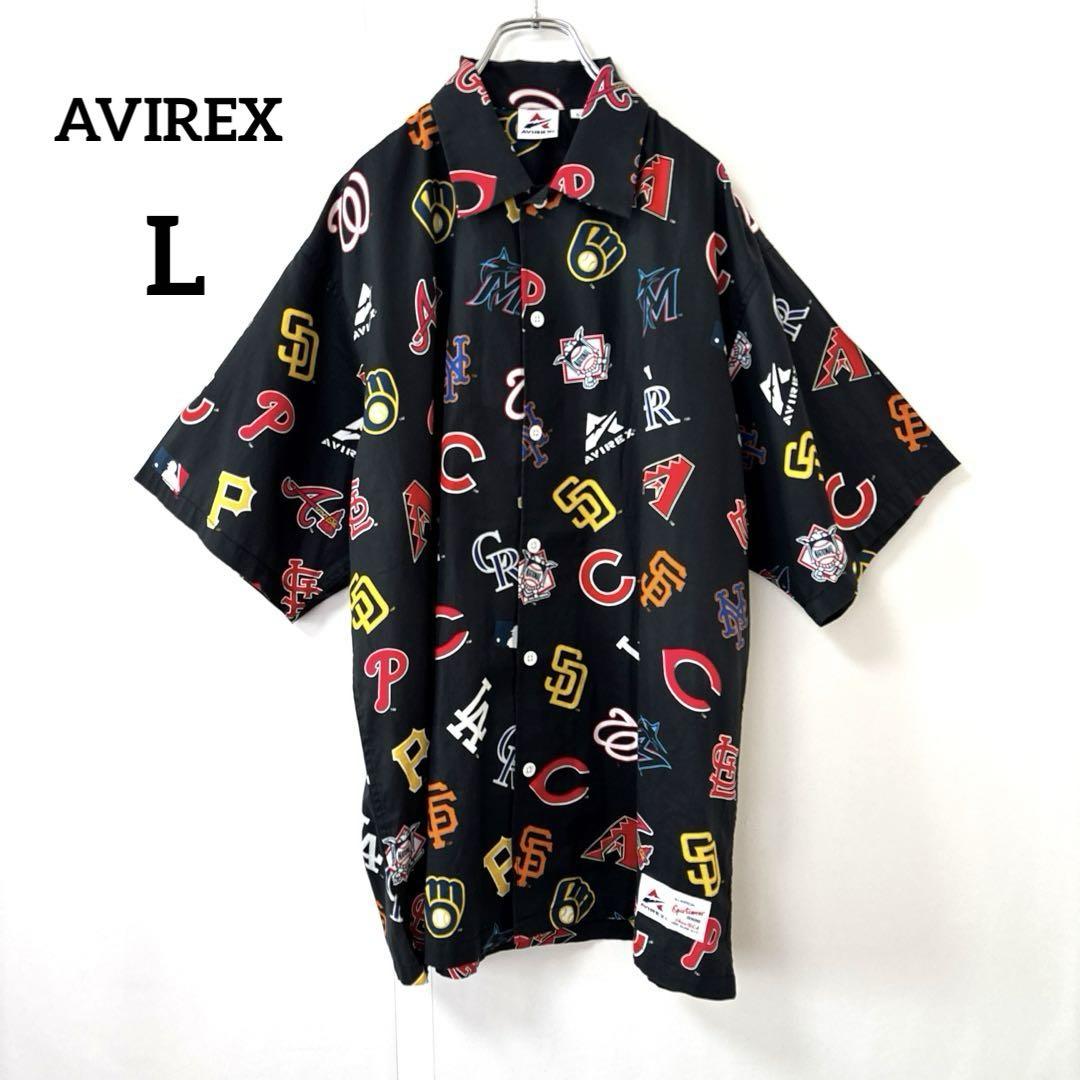 ✨美品✨アヴィレックス【Ｌ】MLB 半袖シャツ 総柄 綿100%