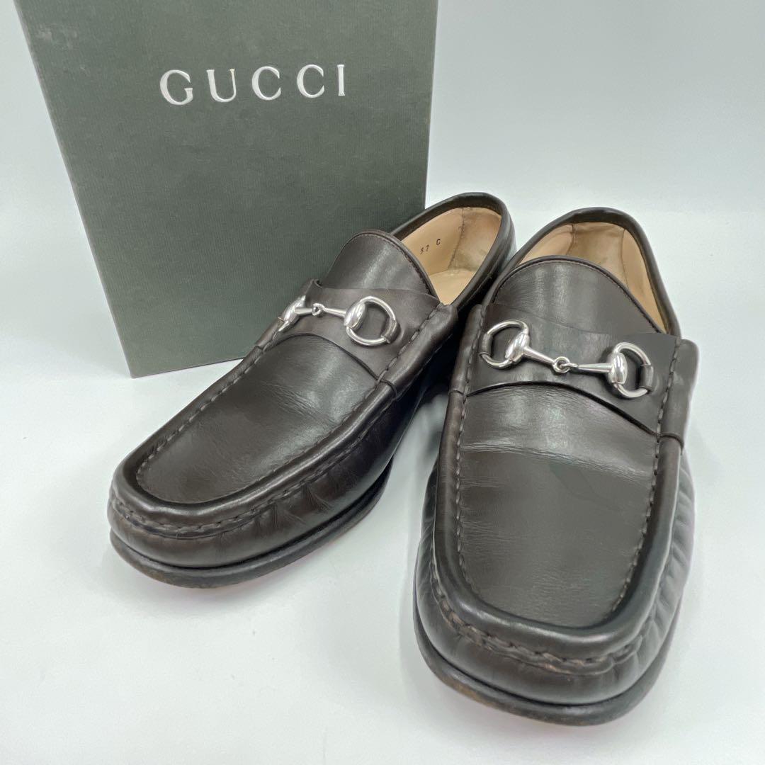 GUCCI グッチ ホースビットローファー 37 ブラウン　レザー
