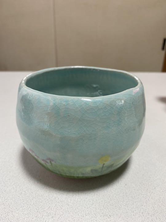 茶道具　楽焼　抹茶碗　白楽　佐々木松楽作