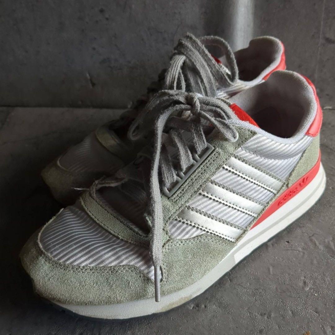 【adidas】 (24.0) B26167 レッド グレー スニーカー靴