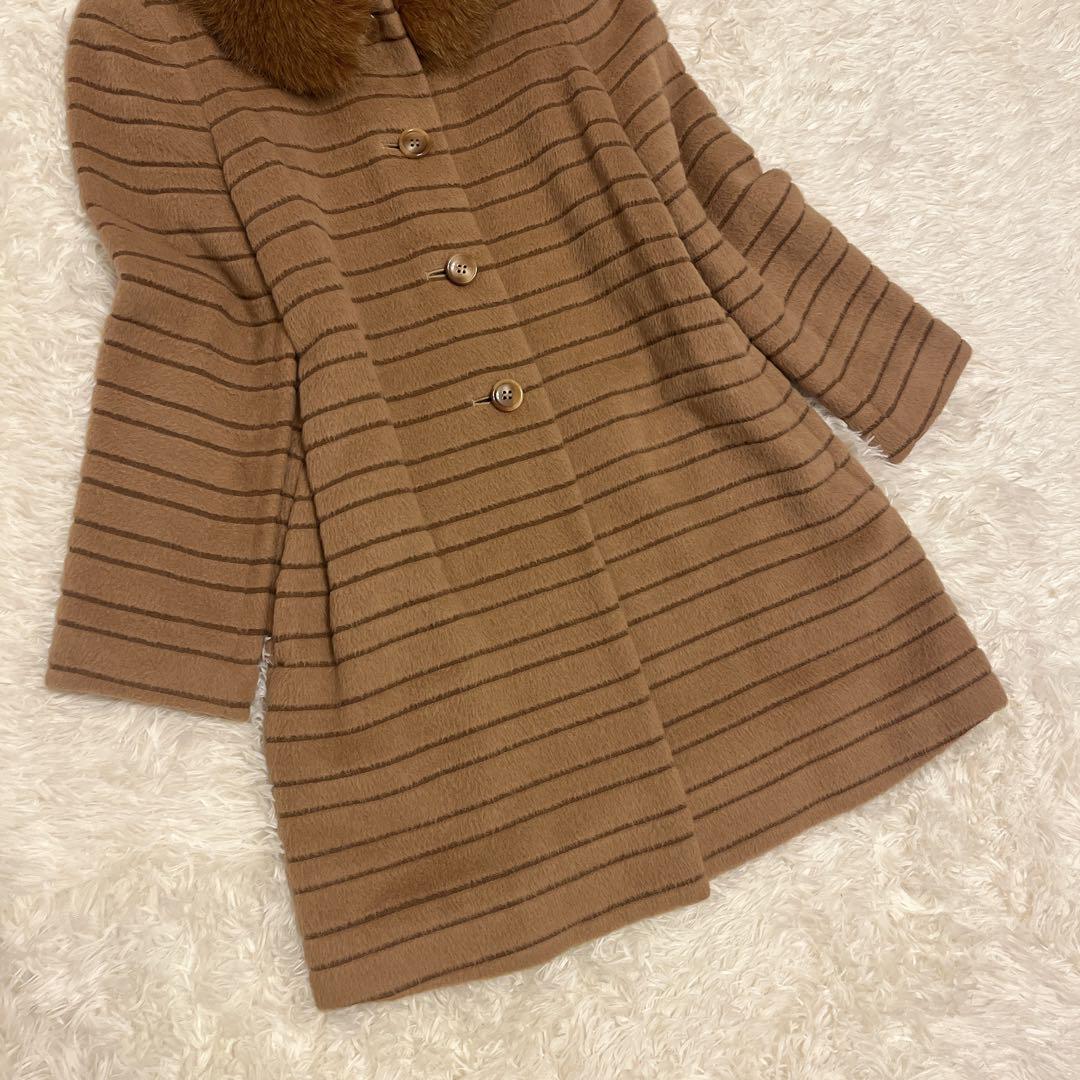 美品●アナイ 2way アンゴラ混 フォックスファー シャギー ロングコート 美品○アナイ 2way アンゴラ混 フォックスファー シャギー