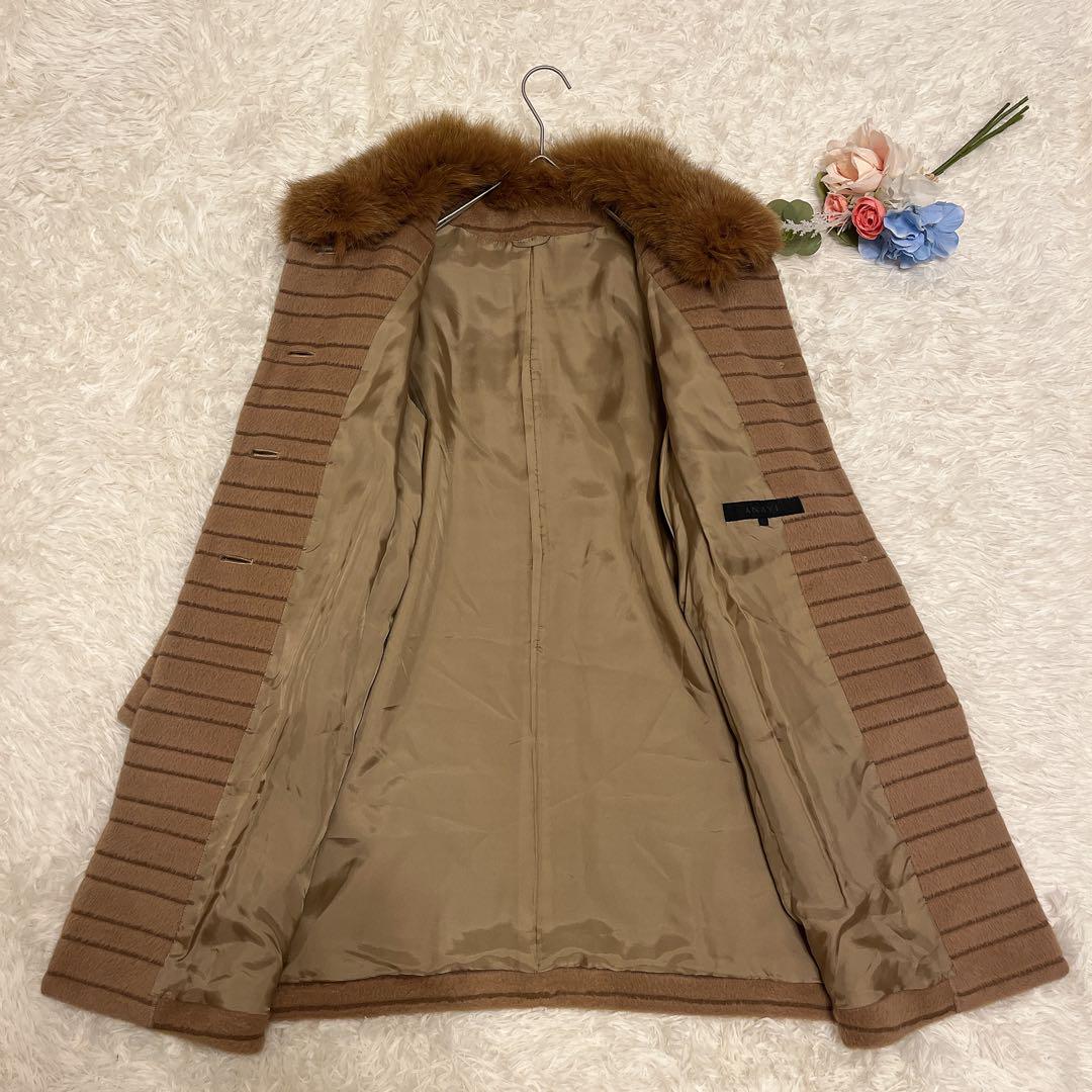 美品●アナイ 2way アンゴラ混 フォックスファー シャギー ロングコート 美品○アナイ 2way アンゴラ混 フォックスファー シャギー